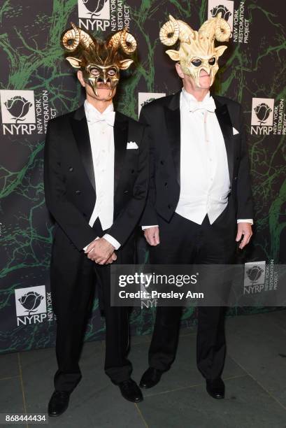 David Hyde Pierce and Brian Hargrove attend Bette Midler's 2017 Hulaween Event Benefiting The New York Restoration Project at Cathedral of St. John...