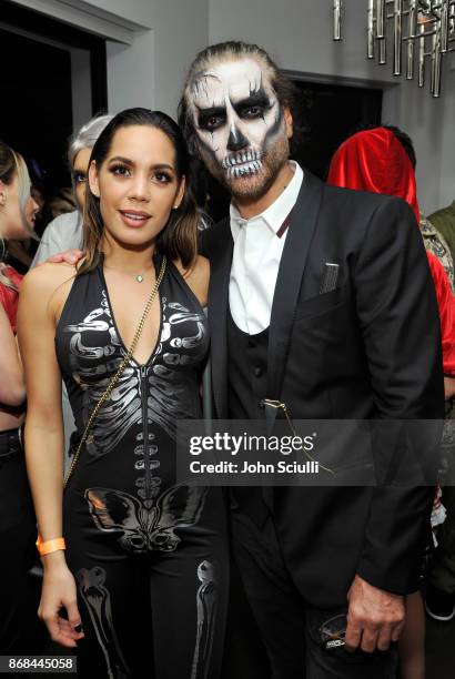 Monica Hidalgo Majai and Alejandro Fernandez attend Diego Boneta’s & David Bernon’s Halloween at the Hedges by Chivas Regal on October 30, 2017 in...