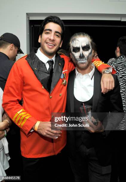 Alejandro Fernandez and guest attends Diego Boneta’s & David Bernon’s Halloween at the Hedges by Chivas Regal on October 30, 2017 in West Hollywood,...