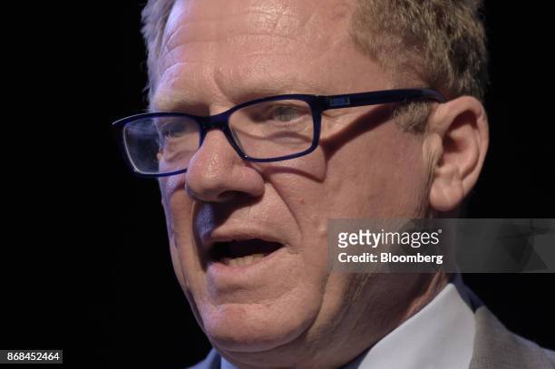 Nicholas Mather, chief executive officer of SolGold Plc, speaks during the International Mining And Resources Conference in Melbourne, Australia, on...