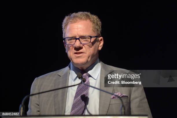Nicholas Mather, chief executive officer of SolGold Plc, speaks during the International Mining And Resources Conference in Melbourne, Australia, on...