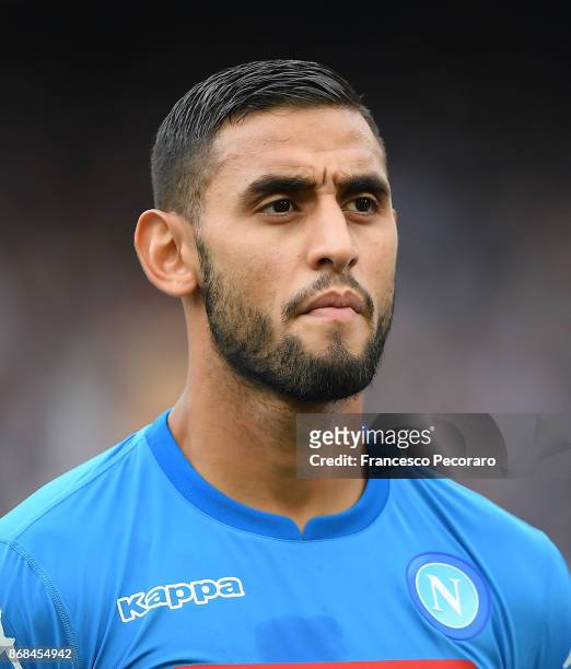 Faouzi Ghoulam during the Serie A match between SSC Napoli and US Sassuolo at Stadio San Paolo on October 29, 2017 in Naples, Italy.
