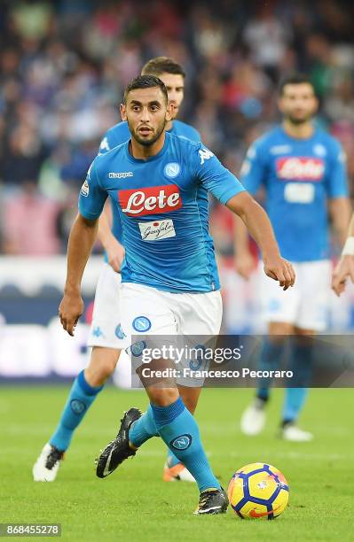 Faouzi Ghoulam during the Serie A match between SSC Napoli and US Sassuolo at Stadio San Paolo on October 29, 2017 in Naples, Italy.