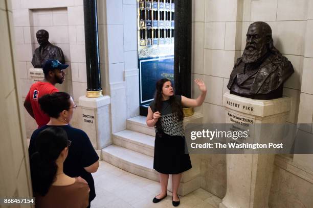 Bust of Albert Pike is pictured in the Scottish Rite of Freemasonry temple on 16th Street in Washington, DC on Wednesday, October 11, 2017 during a...