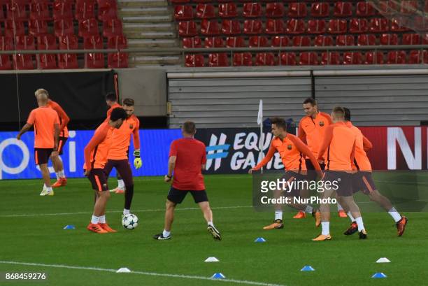 First training of FC Barcelona in Piraeus for the UEFA Champions League match gainst Olympiakos Piraeus, in Piraeus on October 30, 2017
