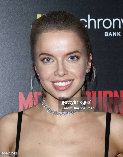 Model Louisa Warwick attends the screening of Marvel Studios' "Thor: Ragnarok" hosted by The Cinema Society with FIJI Water, Men's Journal and...