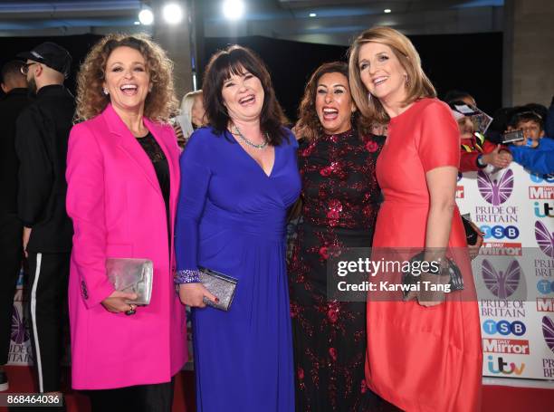 Nadia Sawalha, Coleen Nolan, Saira Khan and Kaye Adams attend the Pride Of Britain Awards at the Grosvenor House on October 30, 2017 in London,...