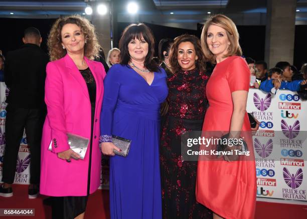 Nadia Sawalha, Coleen Nolan, Saira Khan and Kaye Adams attend the Pride Of Britain Awards at the Grosvenor House on October 30, 2017 in London,...