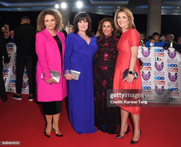 Nadia Sawalha, Coleen Nolan, Saira Khan and Kaye Adams attend the Pride Of Britain Awards at the Grosvenor House on October 30, 2017 in London,...