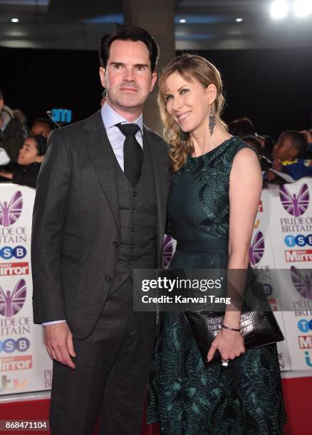 Karoline Copping and Jimmy Carr attend the Pride Of Britain Awards at the Grosvenor House on October 30, 2017 in London, England.