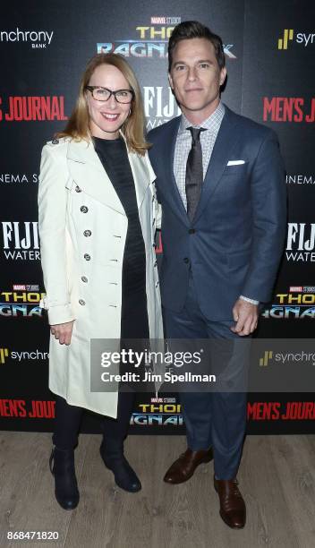 Actors Amy Ryan and Michael Doyle attend the screening of Marvel Studios' "Thor: Ragnarok" hosted by The Cinema Society with FIJI Water, Men's...
