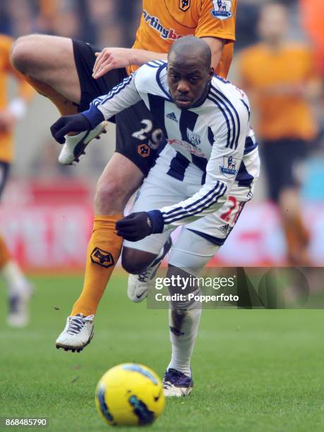 Youssouf Mulumbu of West Bromwich Albion in action during the Barclays Premier League match between Wolverhampton Wanderers and West Bromwich Albion...