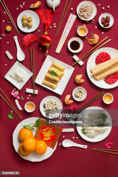 chinese new year food and drink still life. - lunar new year cup 2017 stock-fotos und bilder