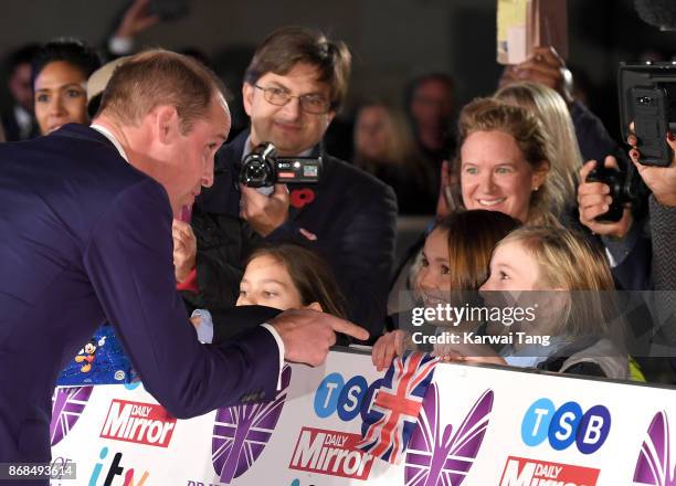 Prince William, Duke of Cambridge attends the Pride Of Britain Awards at the Grosvenor House on October 30, 2017 in London, England.