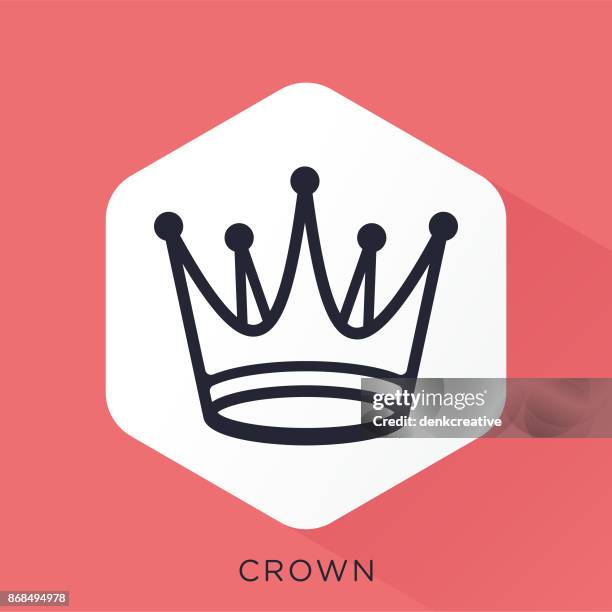 crown icon - abstract flat royal crown stock illustrations