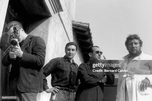 Wolfgang von Trips, Roy Salvadori, Maurice Trintignant, Peter Ustinov, USAC Road Racing, Pomona, California, 03 August 1959. Wolfgang von Trips , Roy...