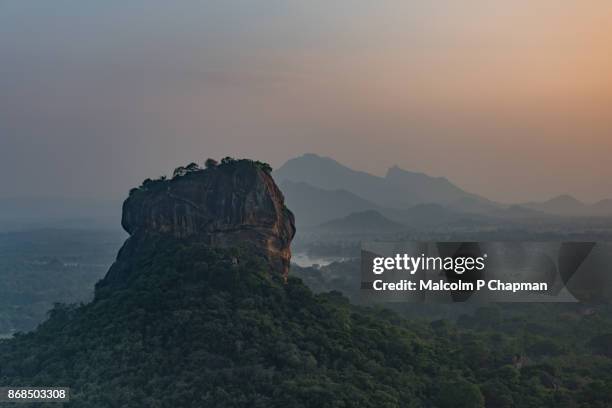 sigiriya lion rock fortress, sri lanka at sunset - sigiriya stock pictures, royalty-free photos & images