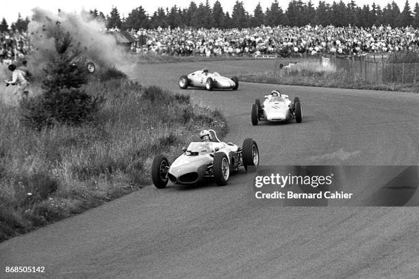 Wolfgang von Trips, Hans Herrmann, Dan Gurney, Graham Hill, Ferrari 156 Sharknose, Grand Prix of Germany, Nurburgring, 06 August 1961. Graham Hill...