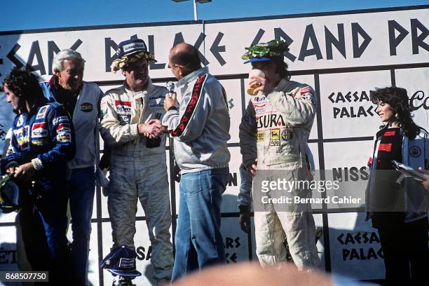 Alan Jones, Alain Prost, Bruno Giacomelli, Grand Prix of Caesars Palace, Caesars Palace, Las Vegas, 17 October 1981.