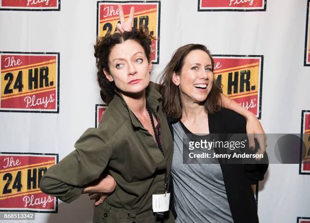 Michelle Gomez and Miriam Shor attend 24 Hour Plays on Broadway at American Airlines Theatre on October 30, 2017 in New York City.