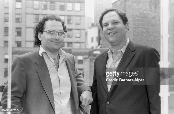 From left to right, American film producers Bob Weinstein and his brother Harvey Weinstein of Miramax Films, New York City, 21st April 1989.April 21,...