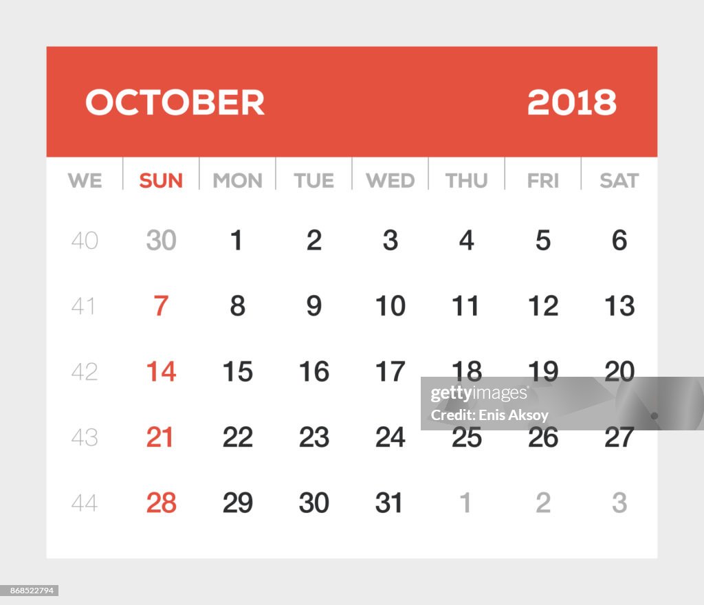 October 2018 Calendar