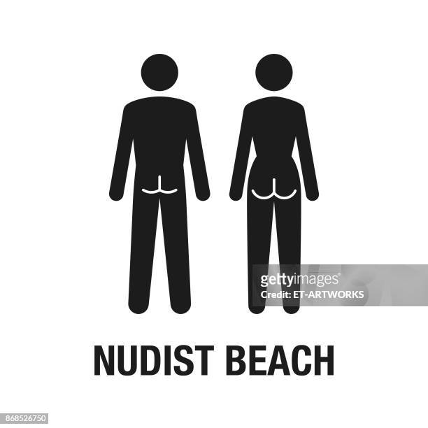nudist beach icon - fkk stock illustrations