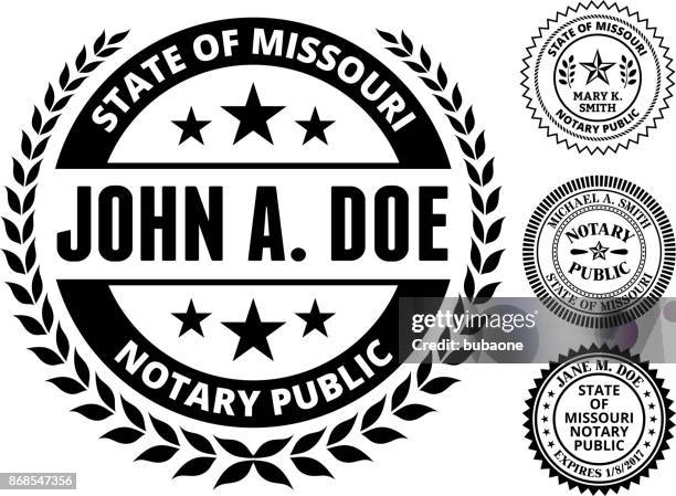 missouri state notary public black and white seal - missouri seal stock illustrations
