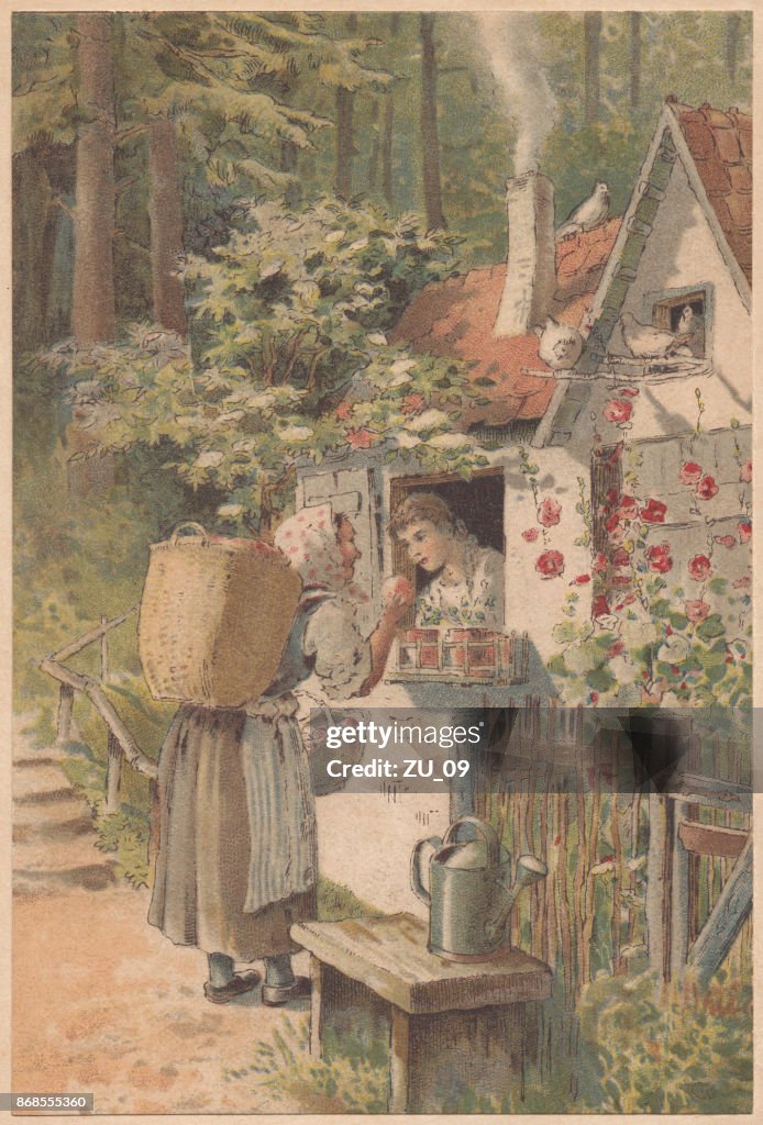 Snow white, lithograph, published in 1891
