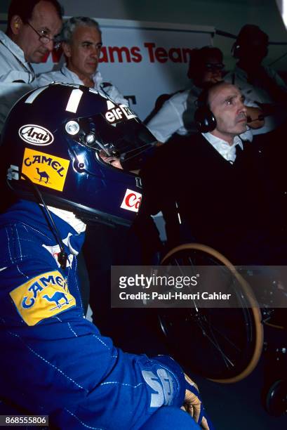Damon Hill, Frank Williams, Grand Prix of San Marino, Autodromo Enzo e Dino Ferrari, Imola, 25 April 1993. Damon Hill with Frank Williams.