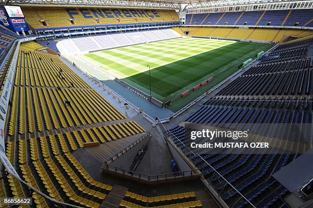 General view of the Fenerbahce Sukru Saracoglu stadium is seen on May 8, 2009 in Istanbul. The UEFA Cup 2009 Final will take place at Fenerbahce...