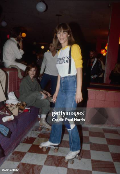 Jamie Lee Curtis, daughter of Janet Leigh and Tony Curtis at a roller skating party in Hollywood on December 19, 1977 in Los Angeles, california