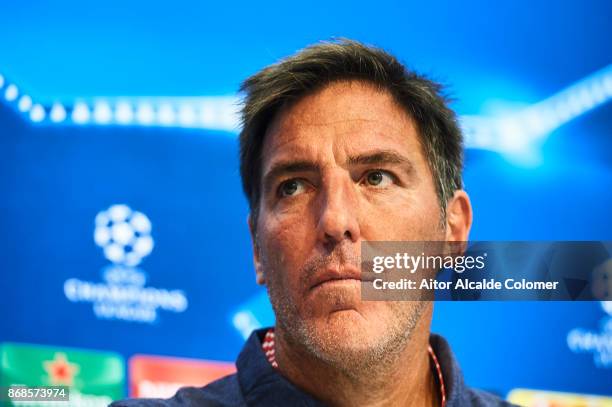 Head Coach of Sevilla FC Eduardo Berizzo attends the press conference prior to their UEFA Champions League match between Sevilla FC and Spartak...