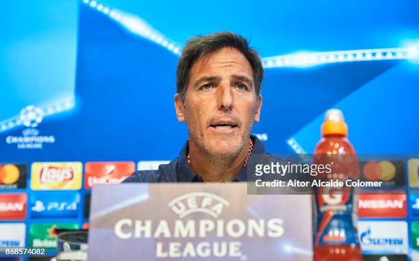 Head Coach of Sevilla FC Eduardo Berizzo attends the press conference prior to their UEFA Champions League match between Sevilla FC and Spartak...