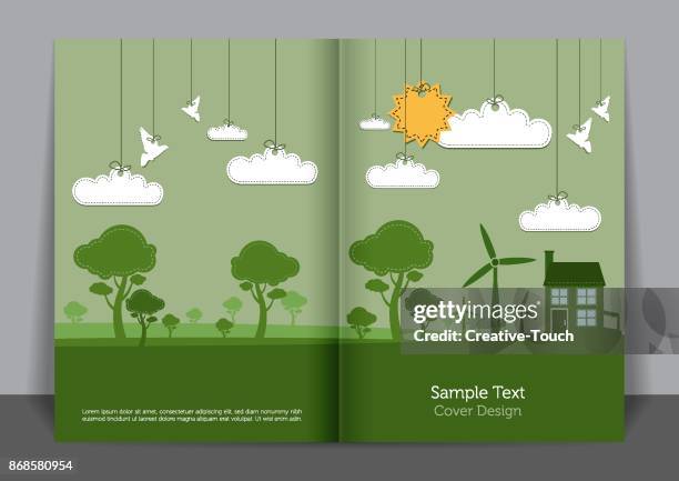 ilustraciones, imágenes clip art, dibujos animados e iconos de stock de diseño de cubierta de energía verde - windmill books