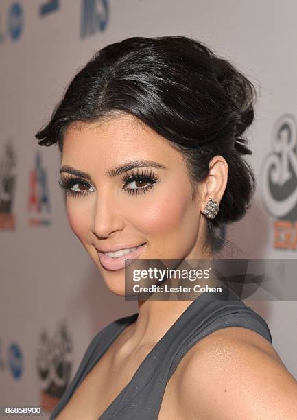 Personality Kim Kardashian arrives at the 16th Annual Race to Erase MS event co-chaired by Nancy Davis and Tommy Hilfiger at Hyatt Regency Century...