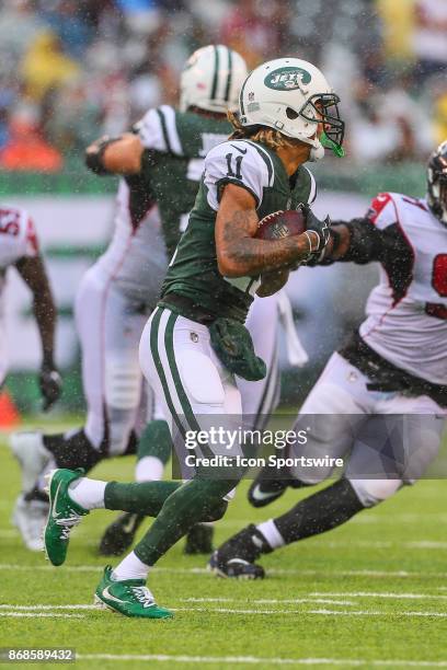 New York Jets wide receiver Robby Anderson during the National Football League game between the New York Jets and the Atlanta Falcons on October 29...
