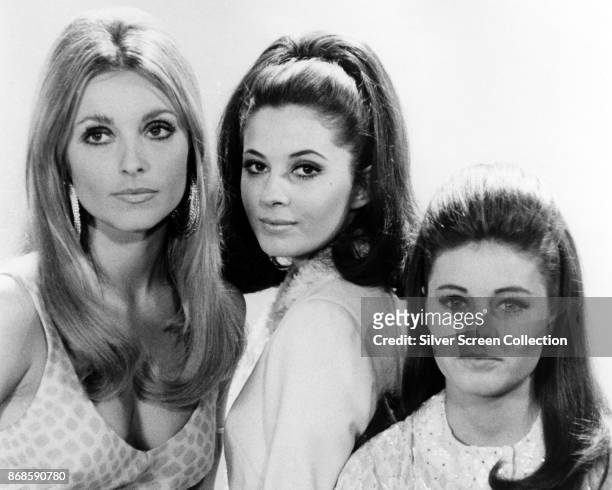 Group portrait of, from left, actresses Sharon Tate , Barbara Parkins, and Patty Duke for the film 'Valley of the Dolls' , 1967.