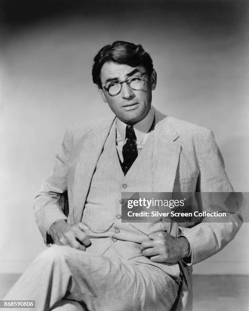 American actor Gregory Peck in a scene from 'To Kill a Mockingbird' , 1962.