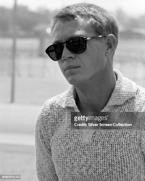 Close-up of American actor Steve McQueen in close-ups, late 1960s.