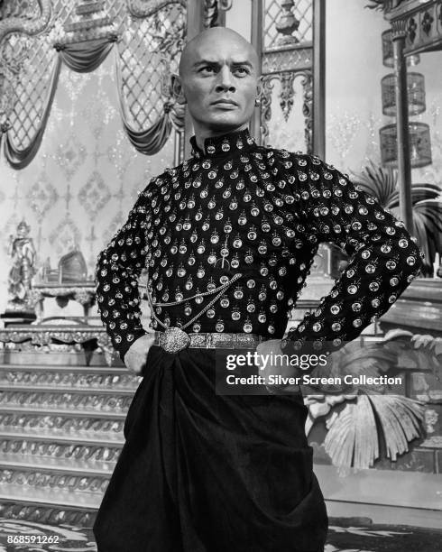 Russian-born American actor Yul Brynner in a scene from the film 'The King and I' , Los Angeles, California, 1956.