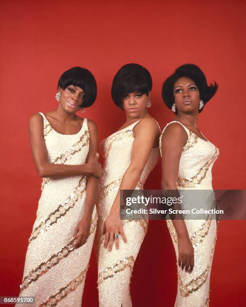 Group portrait of American Pop and Rhythm & Blues group the Supremes, circa 1967. Pictured are, from left, Diana Ross, Florence Ballard , and Mary...