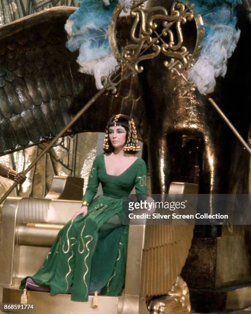 British-American actress Elizabeth Taylor in a scene from the film 'Cleopatra' , 1963.