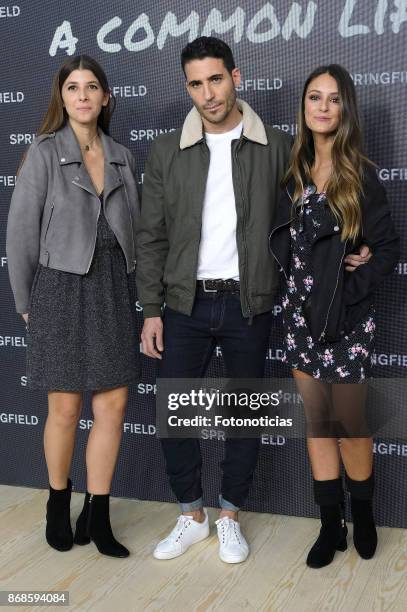 Mafalda Sajonia-Coburgo, Miguel Angel Silvestre and Andrea Molina attend the Springfield new collection presentation photocall at Camera Studio on...