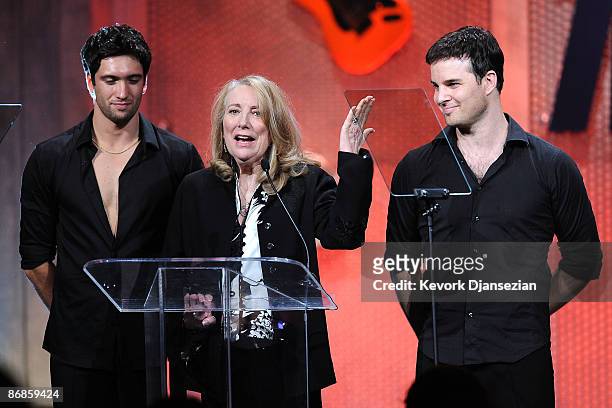 Actress Teri Garr speaks onstage during the 16th Annual Race to Erase MS event themed "Rock To Erase MS" co-chaired by Nancy Davis and Tommy Hilfiger...