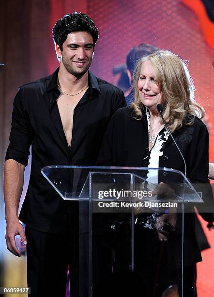 Actress Teri Garr speaks onstage during the 16th Annual Race to Erase MS event themed "Rock To Erase MS" co-chaired by Nancy Davis and Tommy Hilfiger...