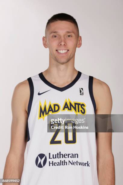 Jarrod Uthoff of the Fort Wayne Mad Ants poses for a head shot during the NBA G-League media day on October 30, 2017 at The Ash Center in Fort Wayne,...