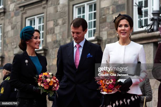 Crown Princess Mary , Prince Joachim and Princess Marie seeen at their arrival to the Parliament to October 31, 2017 in Copenhagen, Denmark.