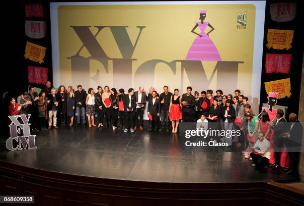 Daniela Michel director of the Festival presents the winners during the red carpet of the Closing Ceremony as part of the VX Morelia International...