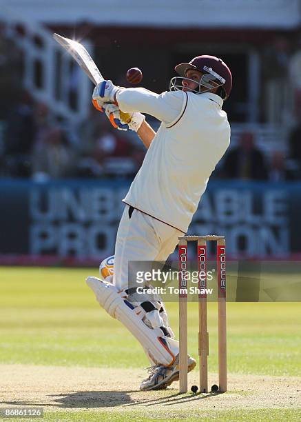 Brendan Nash of West Indies hits out during day three of the 1st npower Test match between England and West Indies at Lord's on May 8, 2009 in...